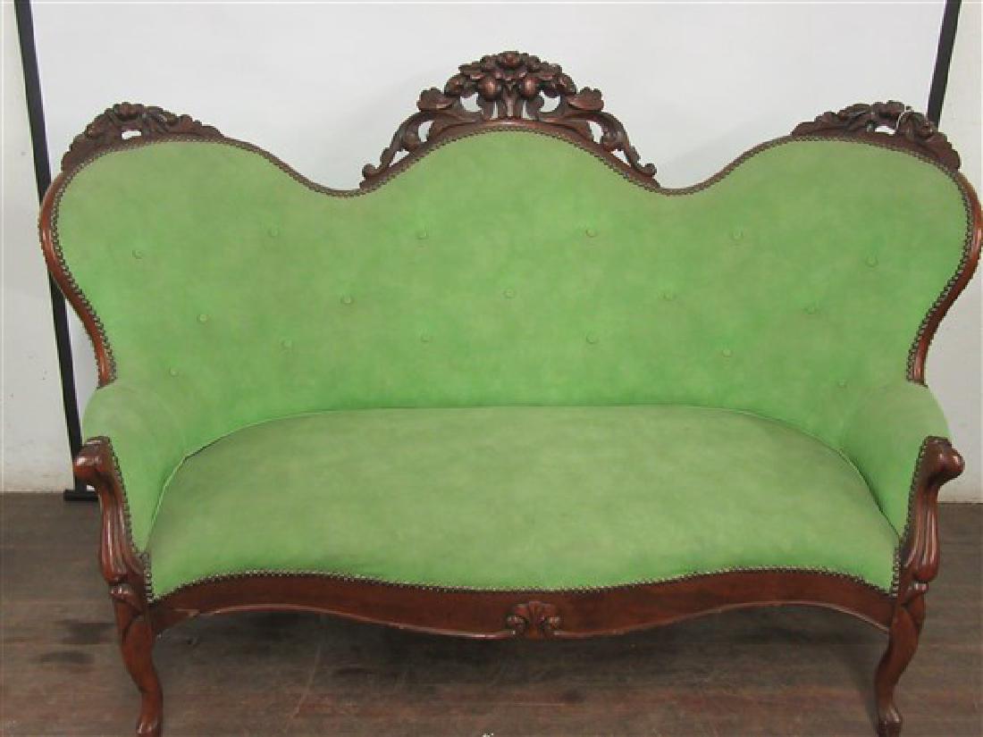 19th Century Carved Victorian Parlor Sofa (1 of 3)