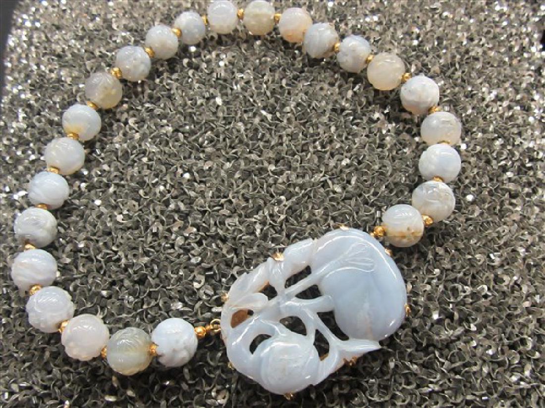 Chinese Lavender Jade Carved Necklace 18k Gold (1 of 9)