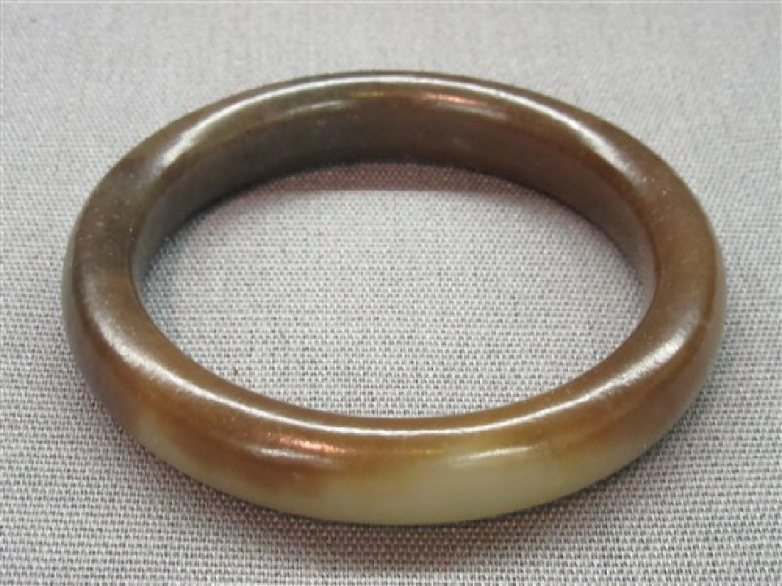 Chinese Green and Brown Jade Bangle (1 of 5)