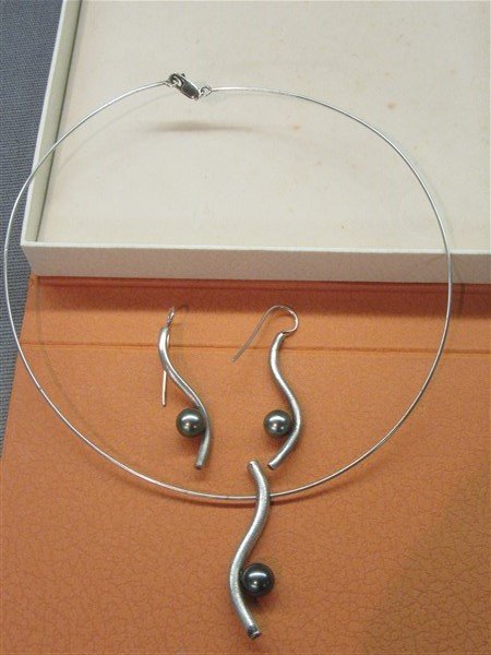 Modernist Design 925 Choker & Earring Set (1 of 1)