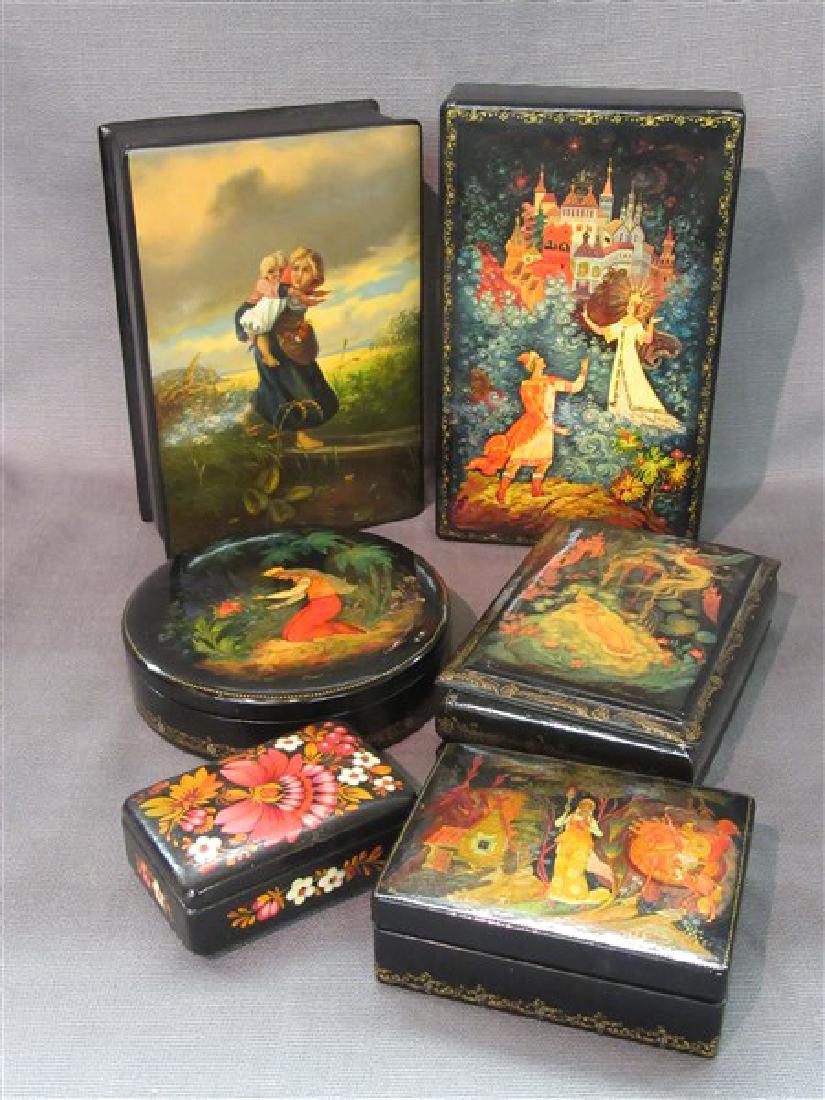 Six (6) Russian Lacquerware Boxes (1 of 7)
