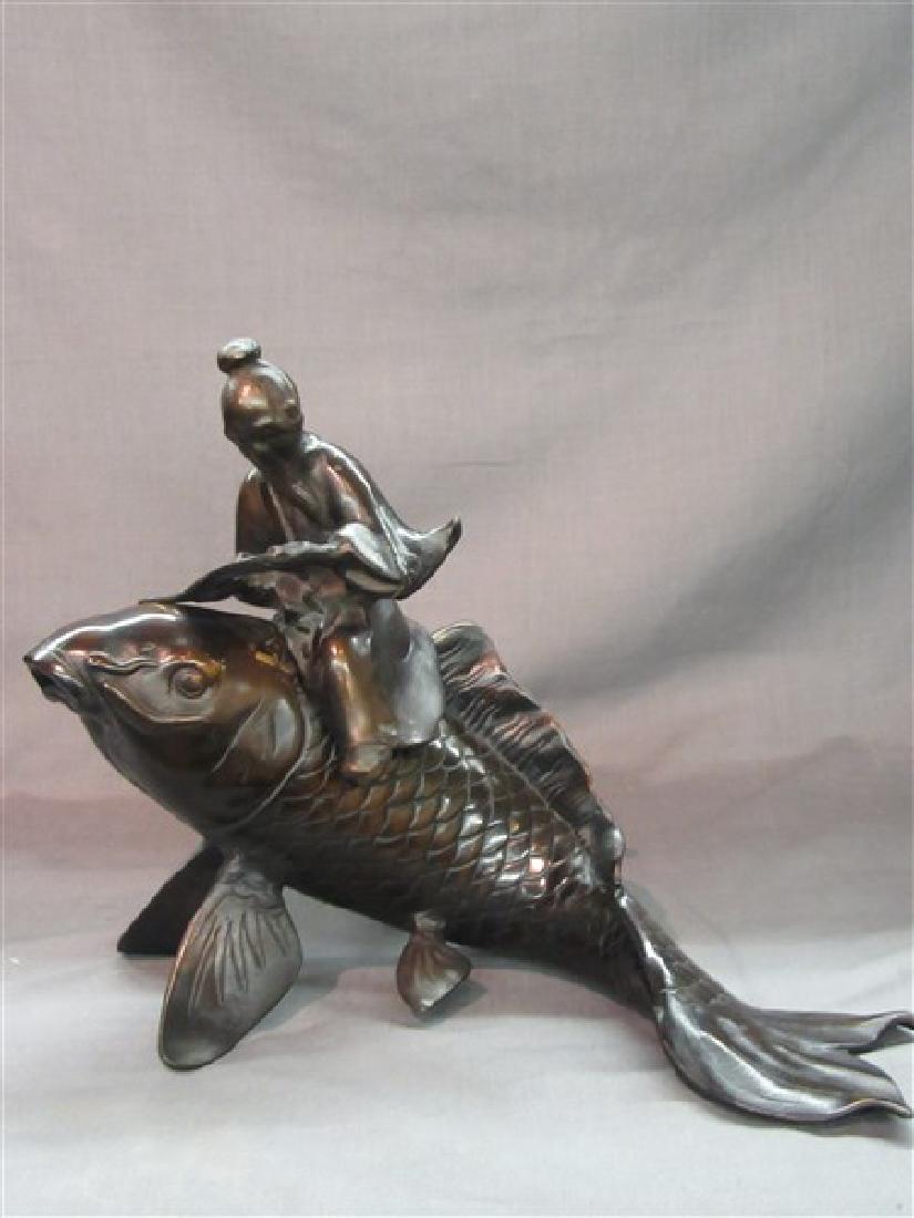 Japanese Bronze Koi Fish And Scholar Incense Burner (1 of 5)