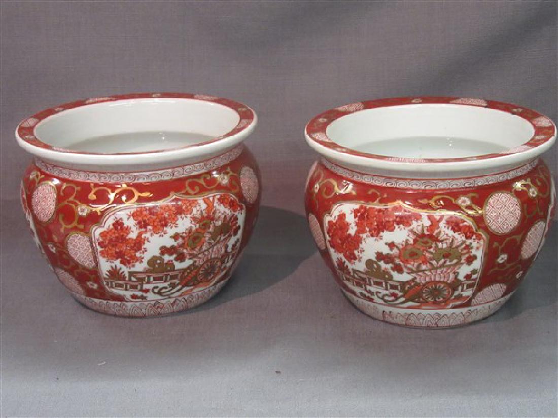 Pair Chinese Imari Porcelain Flower Pots (1 of 4)