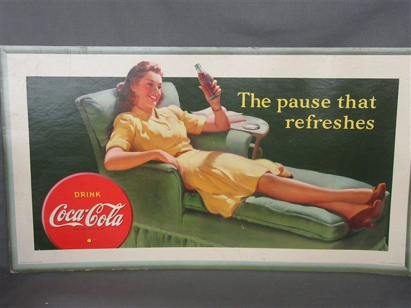1942 Large Coca Cola Cardboard Advertising Sign (1 of 8)