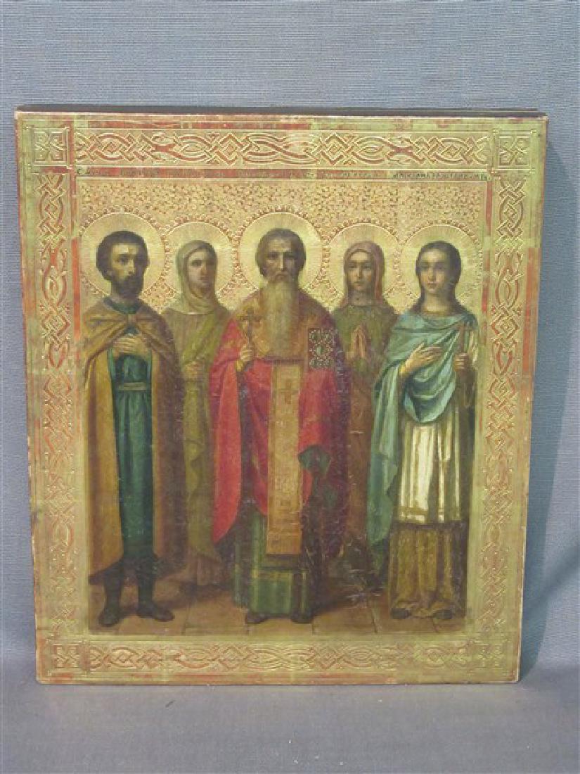 Russian/ Czech Gilt Wood Icon: A Russian gilt wood icon. Early 20th century. Dimensions: 12 1/1" X 10 3/4"