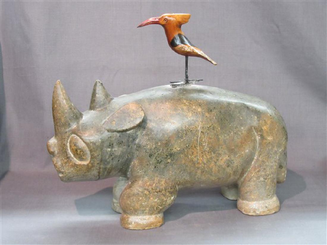 Steatite Shona Art Sculpture "Rhino" (1 of 4)