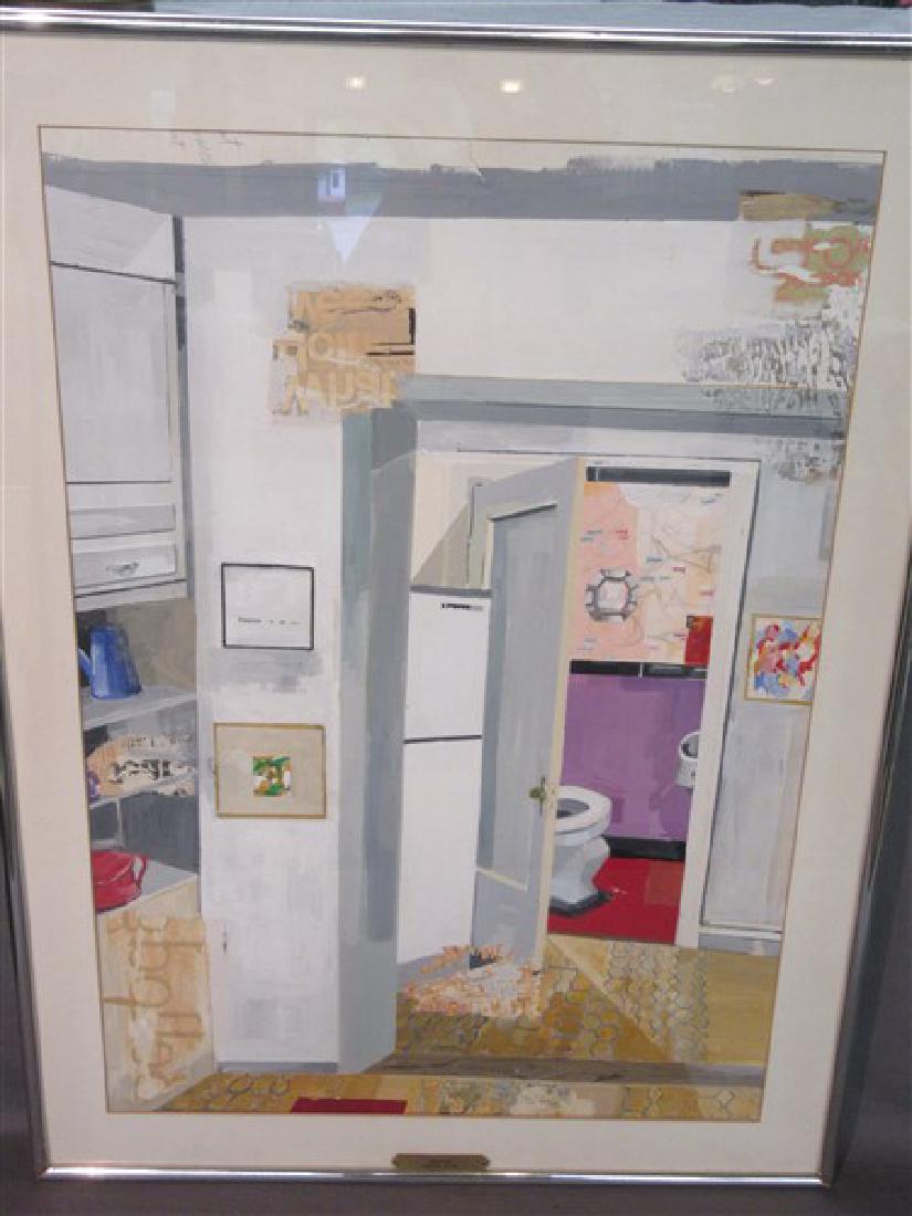 Marcia Blum "Interior" Oil Painting: Artist: Marcia Blum Title: "Interior" Dimensions: 28'' X 19 3/4'' Medium: Oil on paper. Matted and framed. Signed: No visible signature