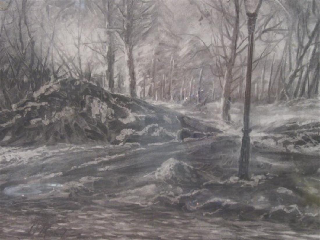 Oscar Klein Original Drawing "December In Central Park" (1 of 3)