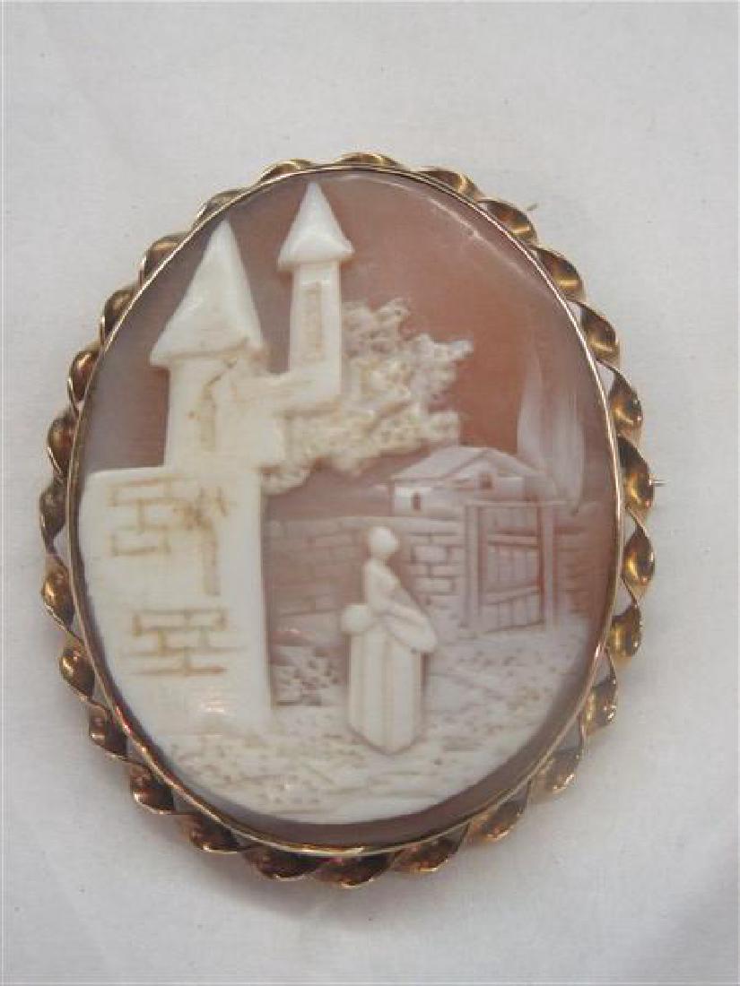 14K Landscape & Figure Sardonyx Shell Cameo (1 of 3)