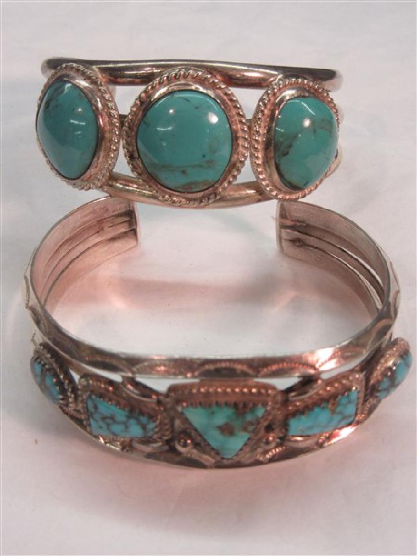 Two (2) Native American Indian Silver Bracelets (1 of 3)