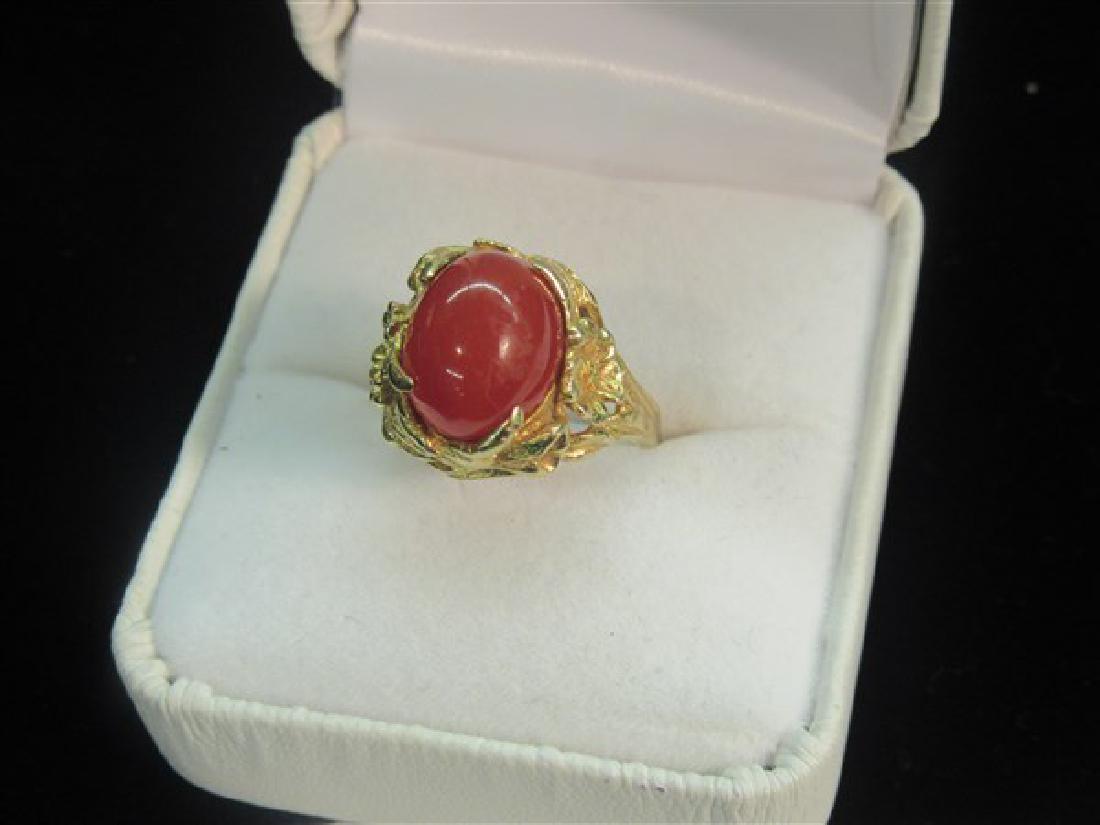 14K Yellow Gold Floral Form Carnelian Ring (1 of 3)