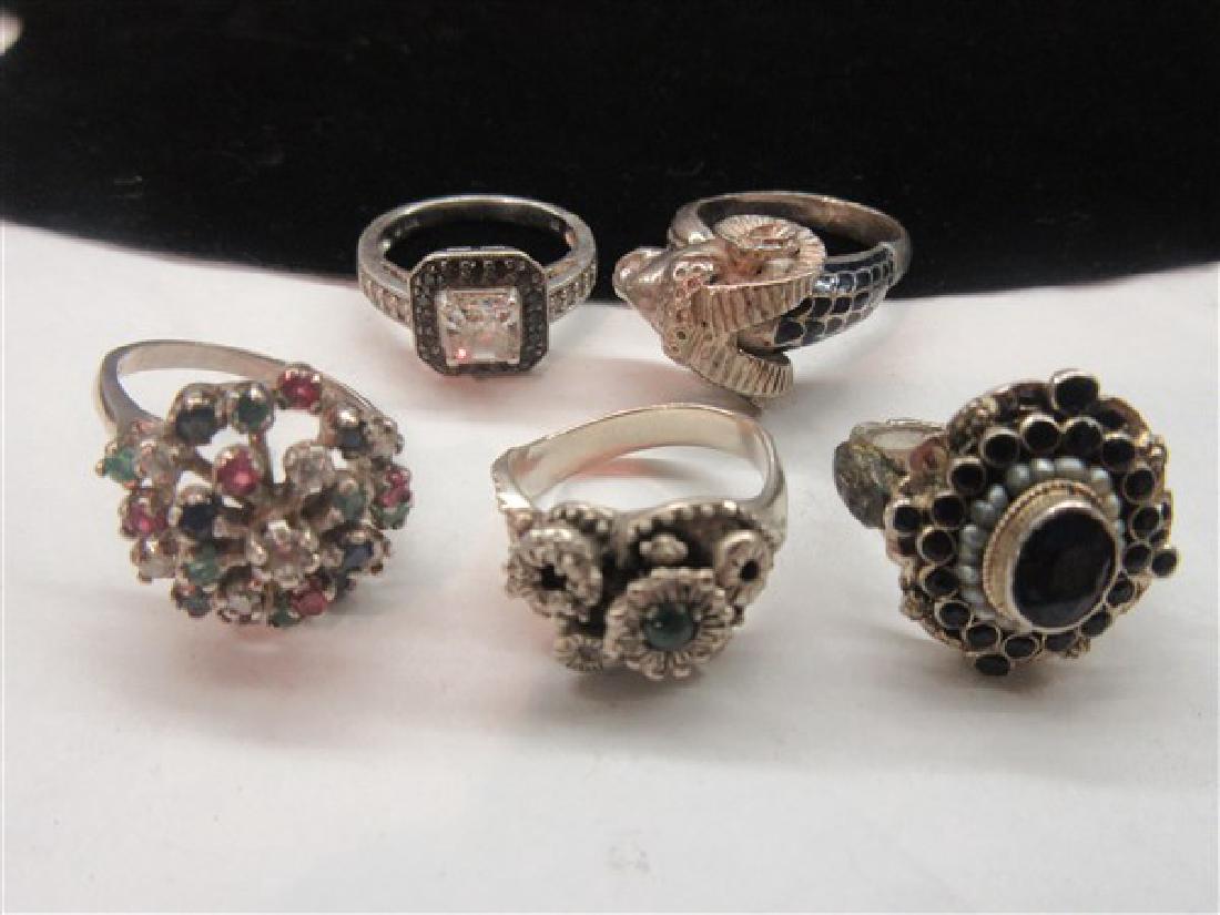 Five (5) Sterling Silver Gemstone Rings (1 of 4)