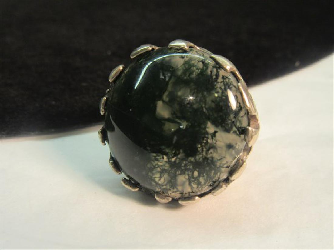 Brutalist Vintage Silver Moss Agate Ring (1 of 3)