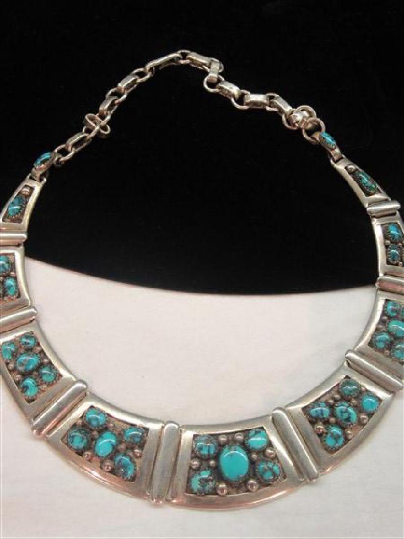Frank Patania Sterling Silver Turquoise Choker Necklace (1 of 4)