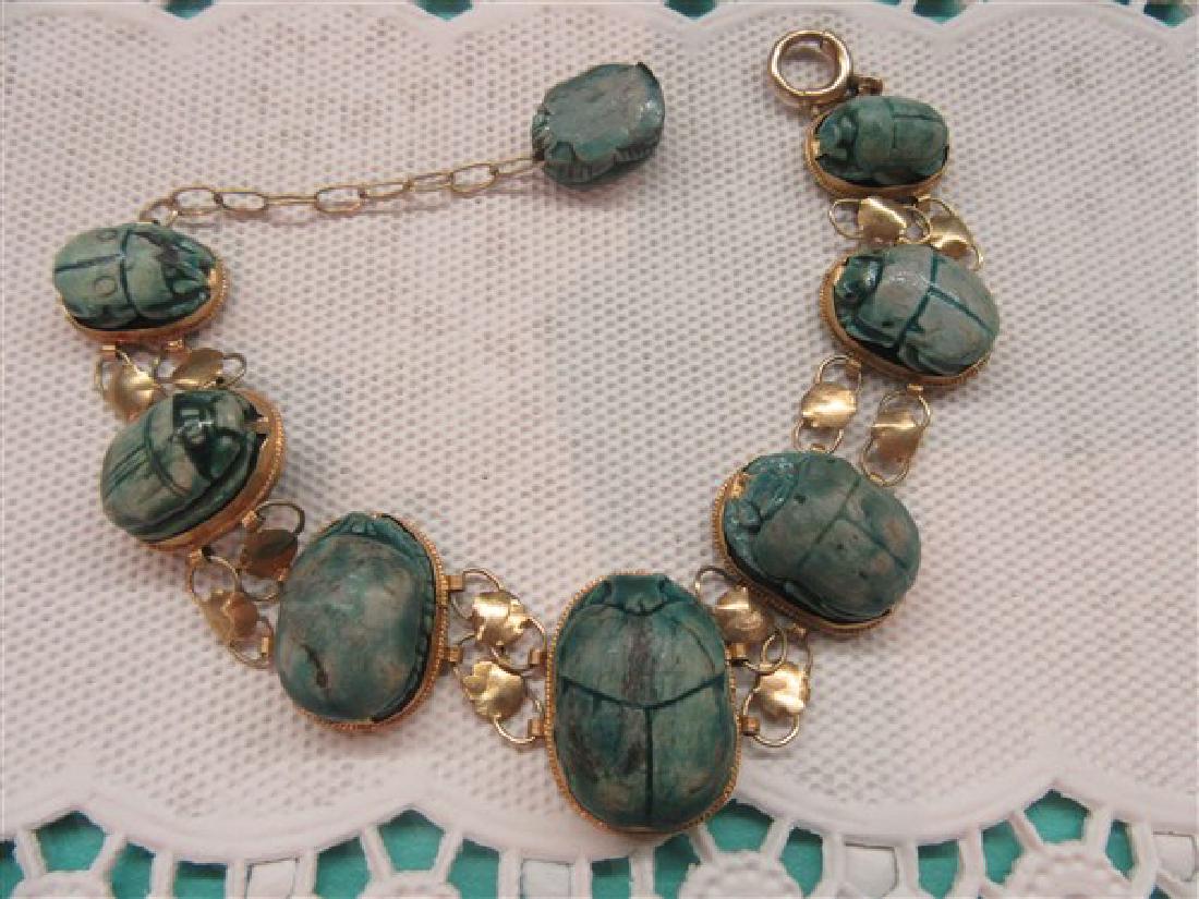 14K Yellow Gold Egyptian Scarab Bracelet (1 of 5)