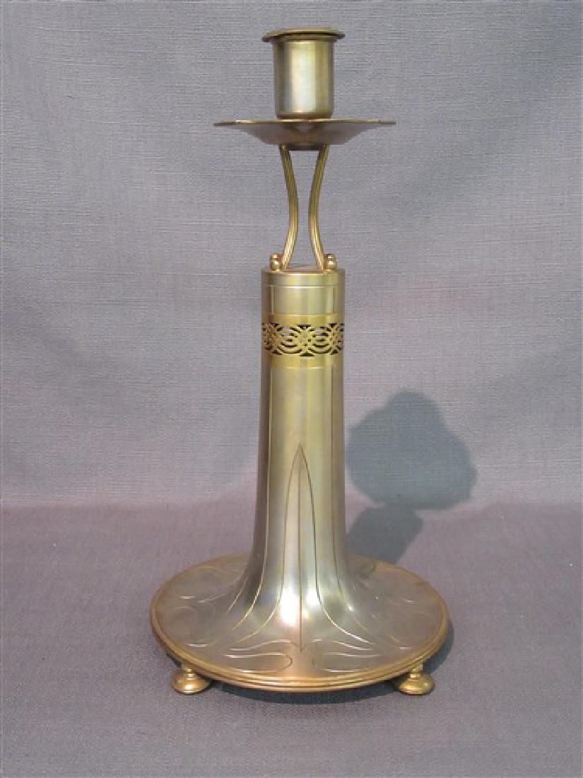 Art Nouveau Pairpoint Silver Plated Candle Stick: An Art Nouveau style Pairpoint silver plated candlestick. Signed Pairpoint Mfg. Co. 6188 Dimensions: 11 1/2" X 5 1/4"