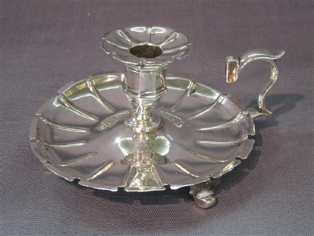 Silver Chamber Candle Stick, Francis Boone Thomas: A Victorian silver chamber candle stick. Markings for Francis Boone Thomas, London 19th century.Dimensions: 3" X 5" t.w.: 5.2 avg. oz.