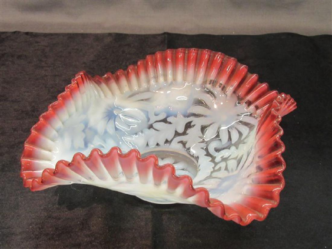 Fenton Cranberry And White Opalescent Bowl (1 of 3)