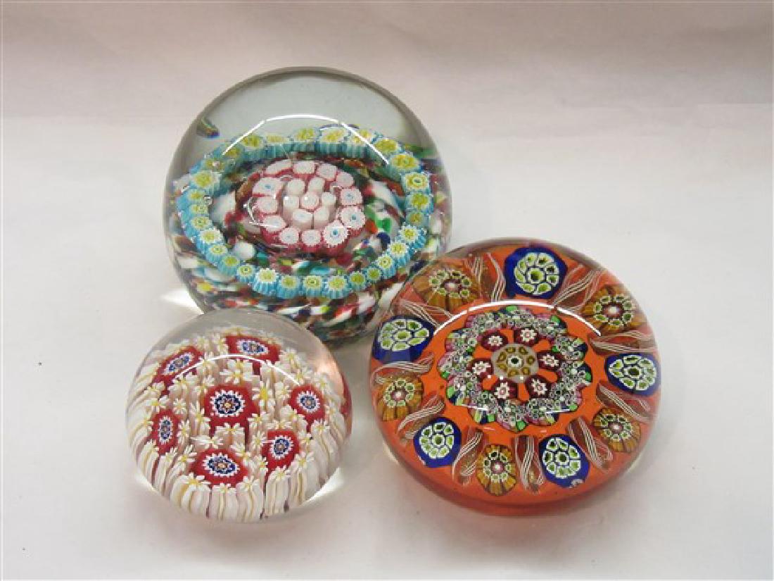 Three (3) Millefiori Glass Paperweights (1 of 3)