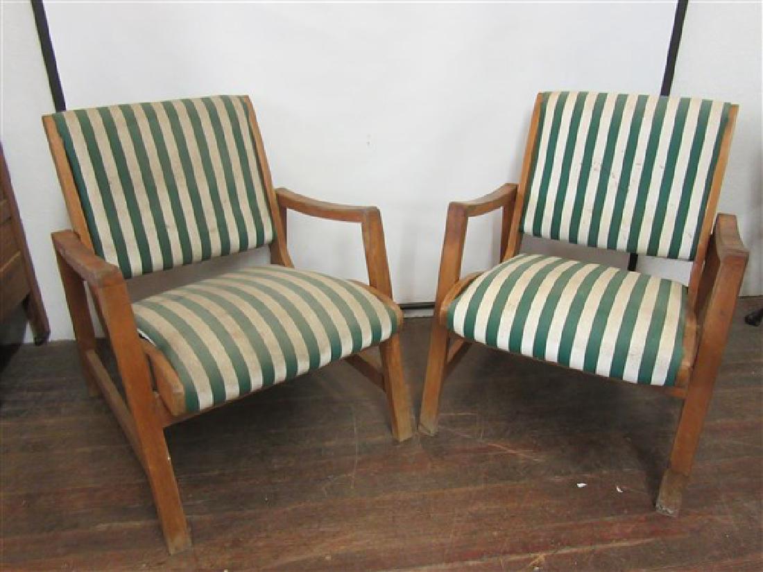Knoll Associates Modern Lounge Chairs: A pair of Knoll Associates Mid Century Modern blonde wood lounge chairs. Dimensions: 30" X 24" X 27"