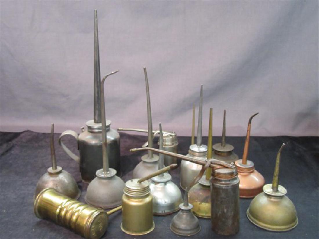Sixteen (16) Piece Vintage Metal Oiler Cans (1 of 3)