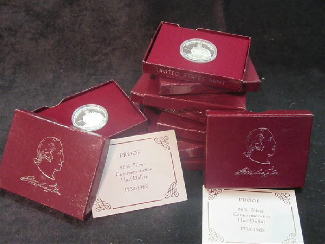 Ten 90% Silver Commemorative Washington Half Dollars (1 of 2)