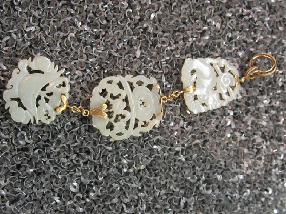 Antique Chinese Carved Jade And Gold  Fob (1 of 7)