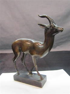 Fritz Behn  (1878 - 1970) Antelope Bronze Sculpture: Fritz Behn (1878-1970) Antelope sculptureBronzeFoundry mark for Brandstetter, Munchen.Dimensions: 6" X 4"