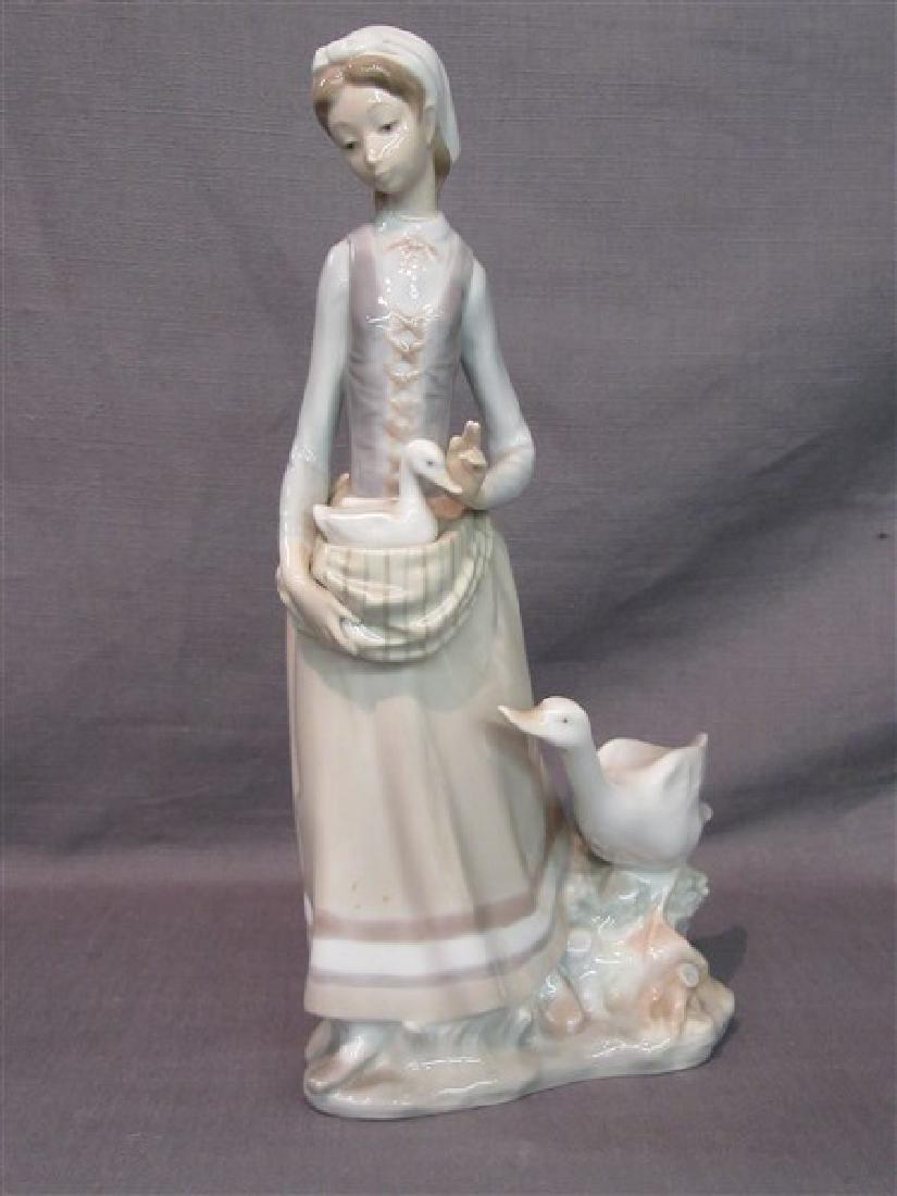 Lladro Girl With Goose Figurine