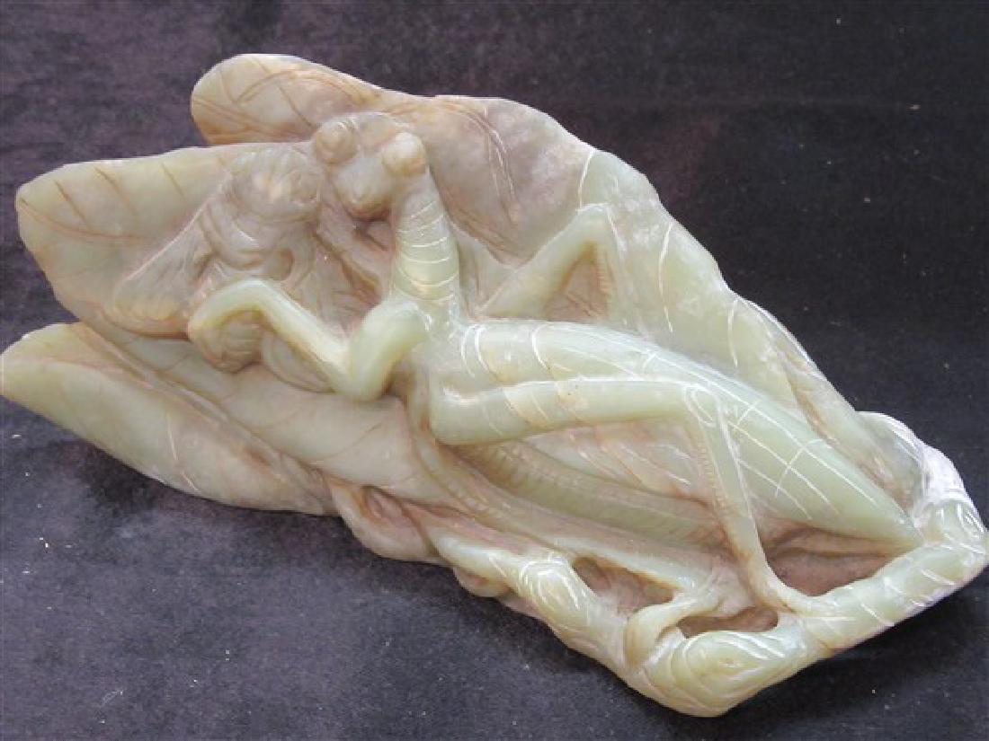Chinese Green Soapstone Grasshopper Statue (1 of 5)