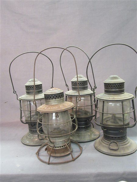Four (4) Railroad Lanterns with Erie R.R (1 of 4)