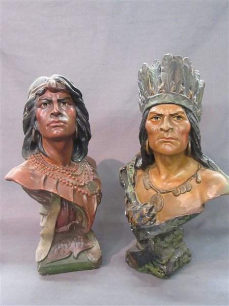 Two (2) Vintage Advertising Plaster Cigar Store Indians (1 of 5)