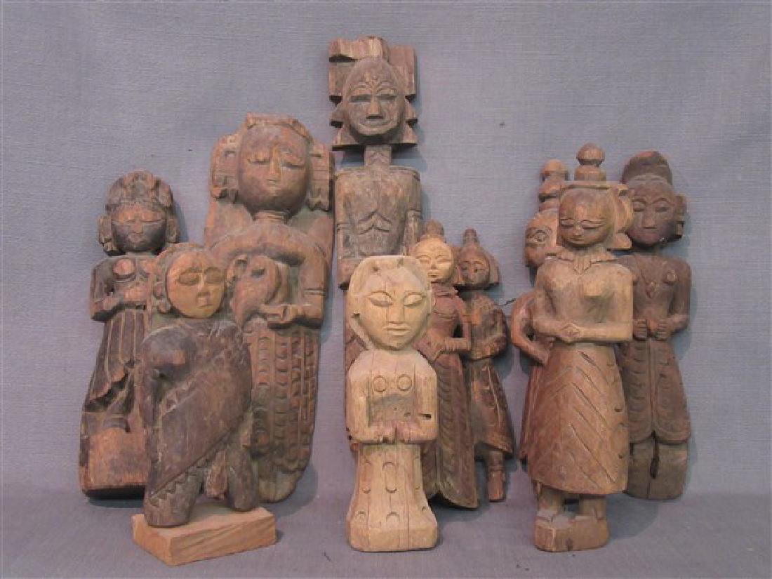 Ten (10) Indian Provincial Carved Wood Figures (1 of 4)