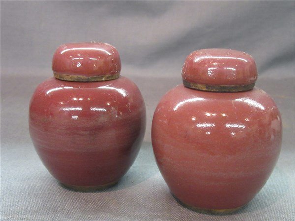 A Pair Chinese 19th c. Peach Bloom Miniature Ginger Jar (1 of 5)