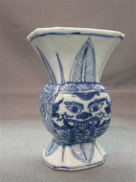 Chinese Qianlong Blue & White Porcelain Cabinet Vase (1 of 4)