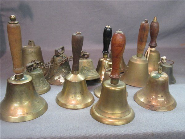 Fifteen (15) 19th c. Brass Bells (1 of 3)