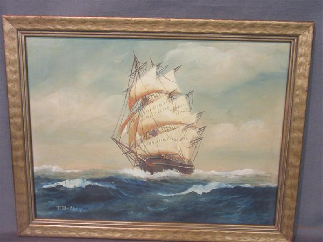 William Paskell (American, 1866-1951) T. Bailey: William Paskell (American, 1866-1951) Untitled: Clipper Ship At Sea Oil on canvas. Signed lower left T. Bailey. (William Paskell) Dimensions: 19 1/2" X 15"