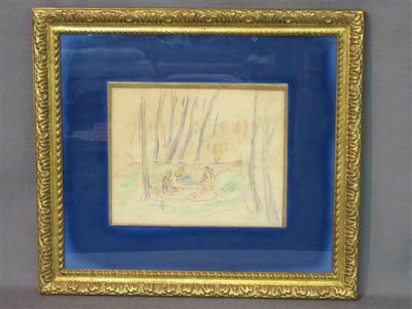 Henri Lebasque (French, 1865-1937) Women In Park: Artist: Henri Lebasque (French, 1865-1937) Untitled: Women amongst trees in a park like setting. Watercolor on paper. Signed H. Lebasque at lower right.Dimensions: 8 1/2\\\" X 10 1/2\\\" and 17 1/2\\\