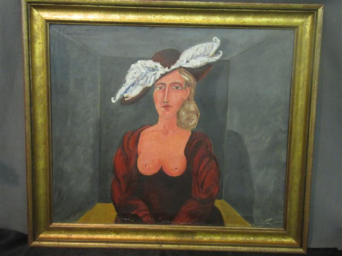 Benjamin Levy (Israeli,American) Surrealist Oil: Benjamin Levy (Israeli, American)Untitled: Partial nude female portraitSurrealist style.Signed lower left and dated 1974.Oil on canvasDimensions: 25 1/2" X 21 1/2" and 31" X 26 1/2" framed