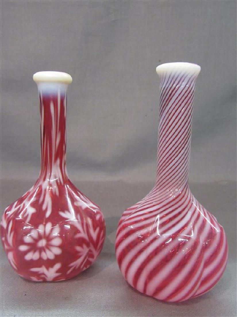 Two (2) Cranberry Glass Barber Bottles (1 of 3)
