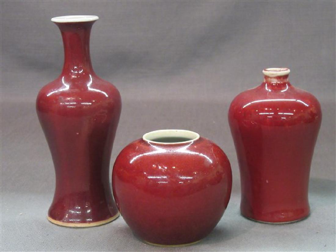 Three (3) Chinese Red Flambe Glaze Vases (1 of 7)