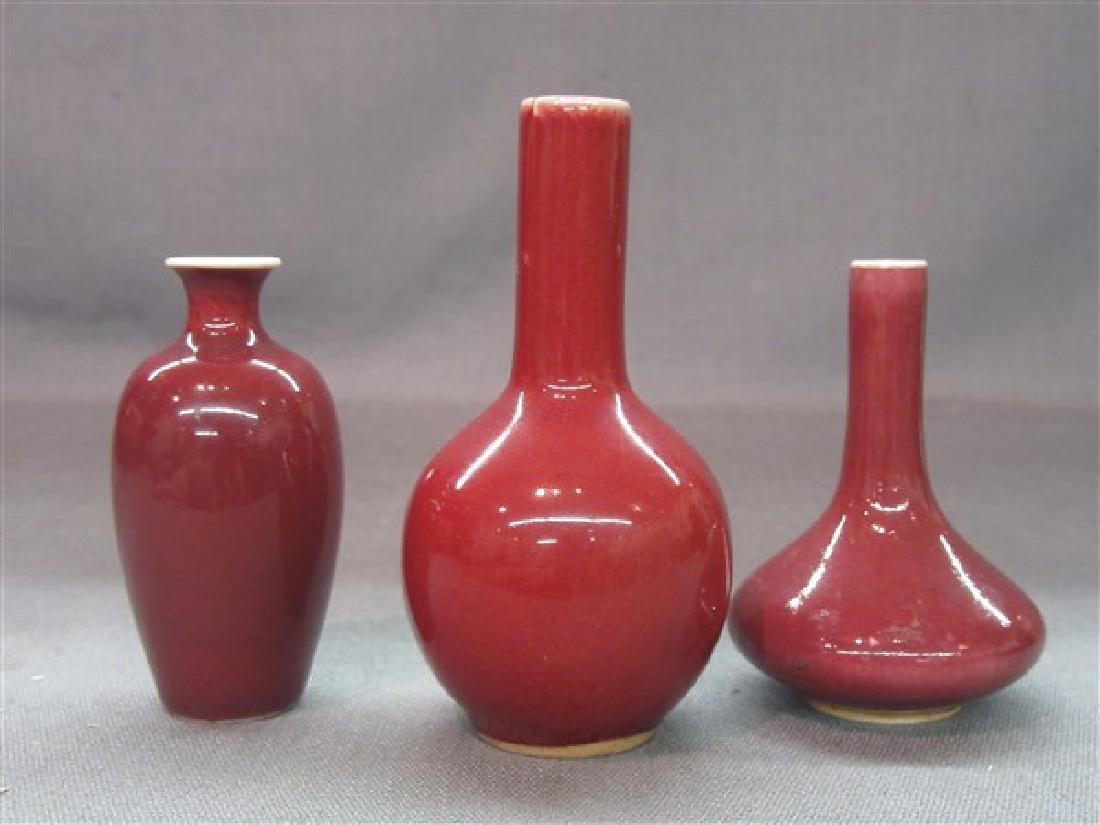 Three (3) Chinese Red Flambe Glaze Vases (1 of 6)