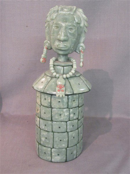 Green Jade Maya Indian Cylinder Box (1 of 6)