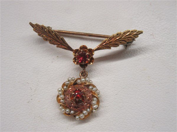 10k Victorian Ruby Pin (1 of 2)