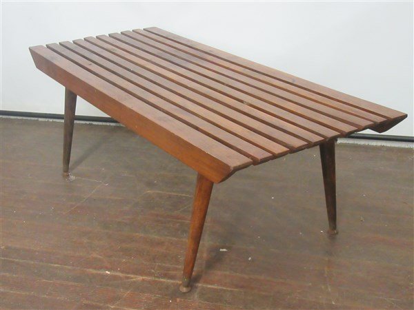 Mid Century Modern Slatted Bench (1 of 1)