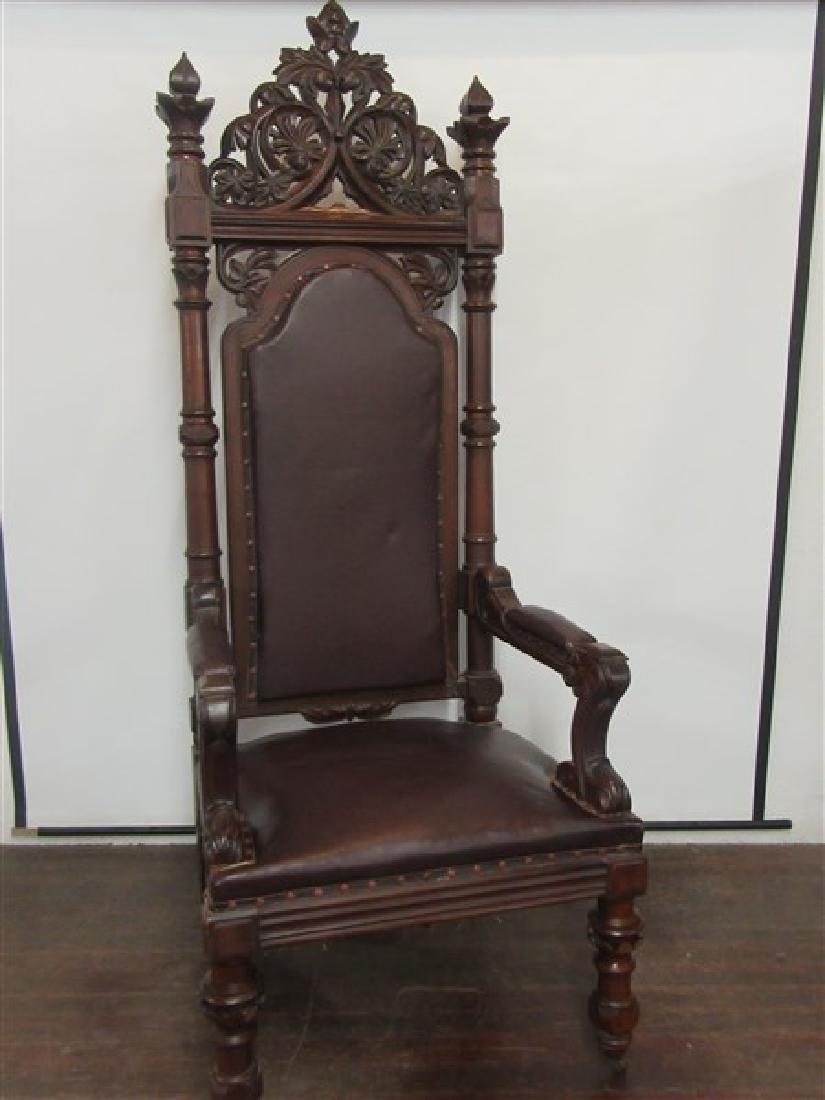 19th C. American Renaissance Revival Throne Chair (1 of 6)