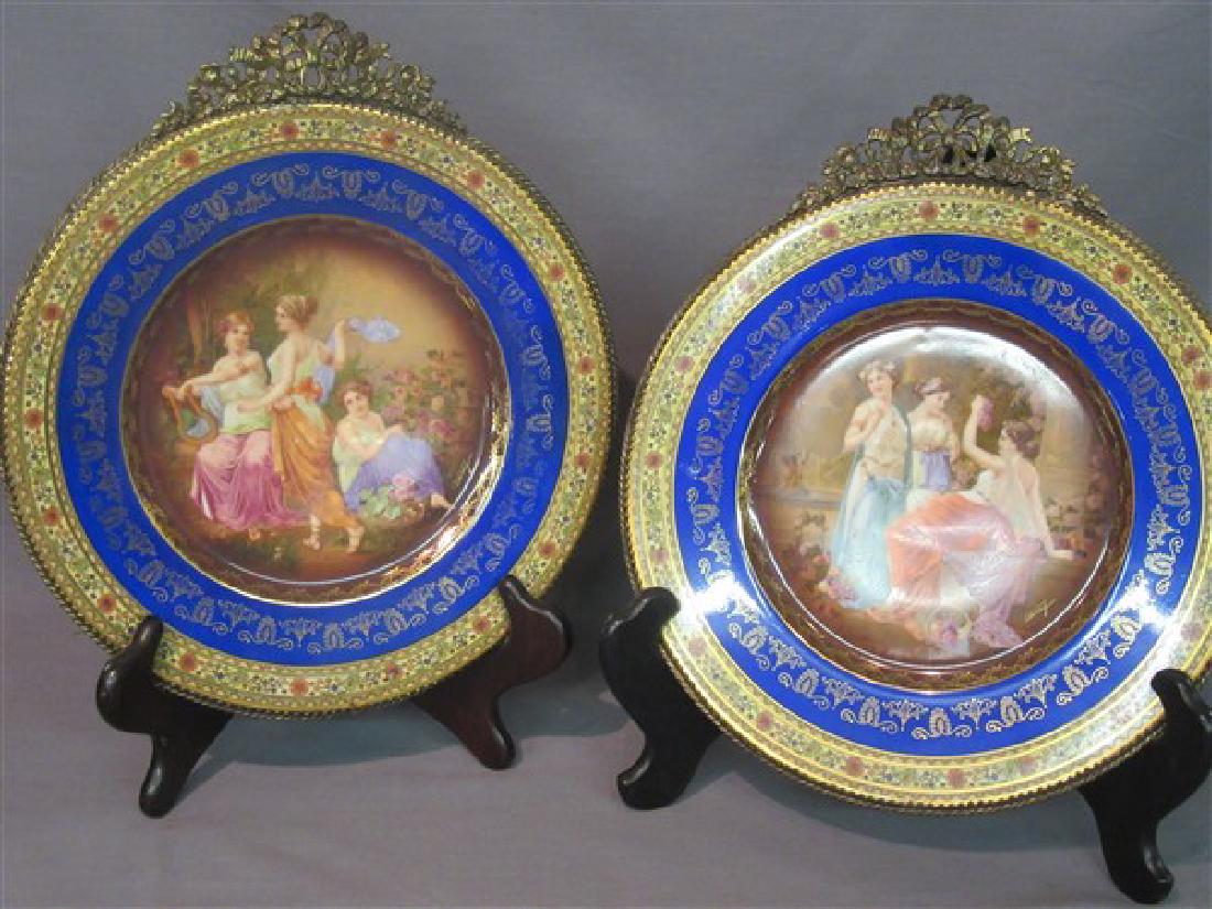 Pair Dore Bronze Porcelain Czech Plates (1 of 5)