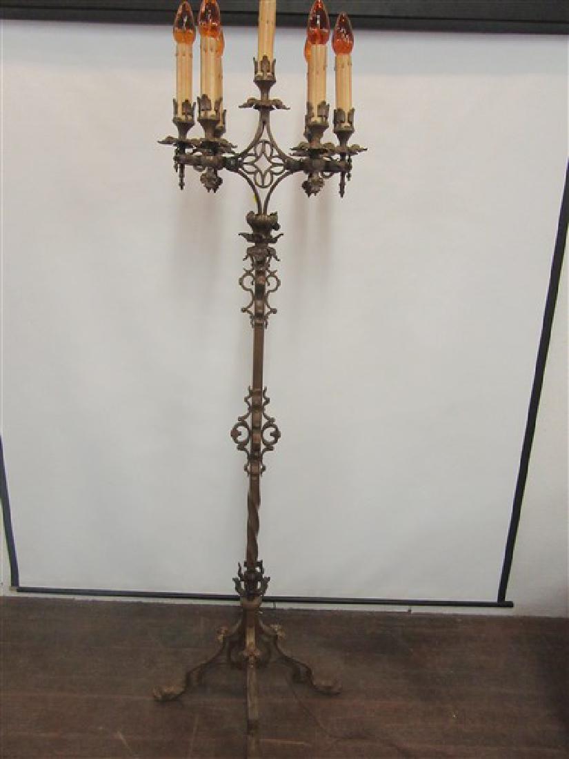 Bronze And Iron Torchere Lamp (1 of 5)