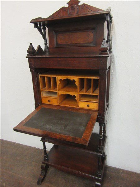 Victorian Walnut And Birds Eye Maple Drop Front Desk (1 of 4)