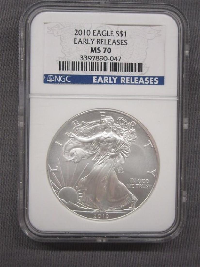 2010 MS70 Early Release Silver Eagle Dollar (1 of 2)